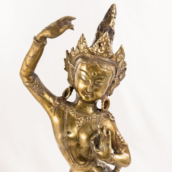 Vintage Bronze Apsara Statue Graceful Celestial Dancer Hindu/Buddhist Art 20.5in - Picture 5 of 7